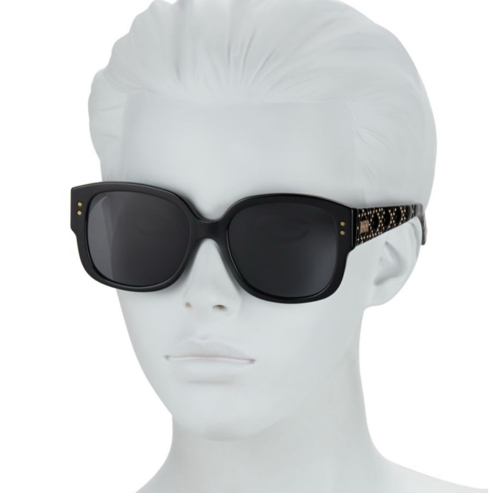 🎉HP🎉New! Dior Lady Dior Studs 54MM Black/Gold Sunglasses✨ Case, Box & Cloth - Picture 6 of 16